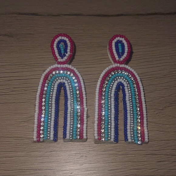 Beaded Rainbow Earrings - Picture 2 of 4